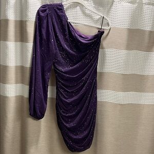 Purple One-Shoulder Dress with Sparkle Detail